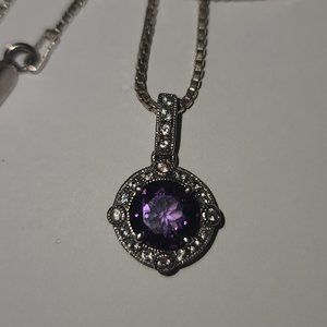 Helzberg Jewelry - Amethyst & 1/10 ct. tw. diamond pendant in sterling silver